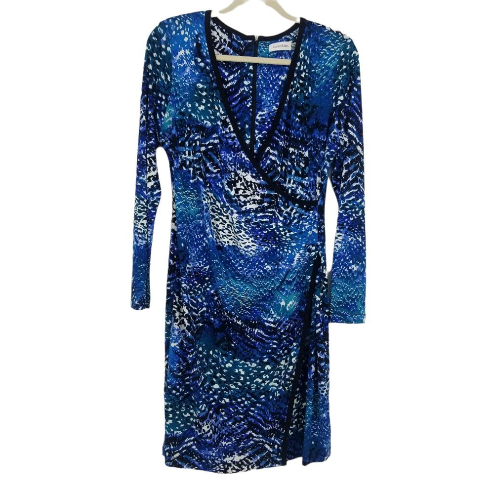 Calvin Klein Long Sleeve Faux Wrap Dress 12 NWOT